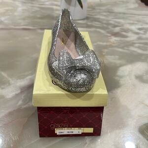 GLAZE Jelly Flat Grey  Shimmering  Flat Shoes Bow Accent Beach Size Various